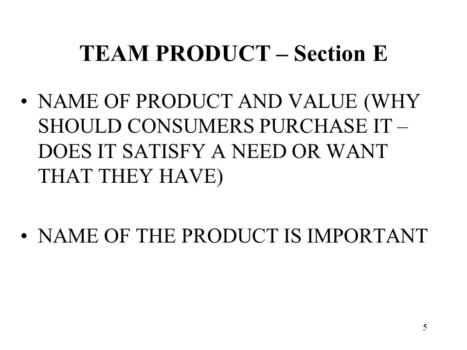 TEAM PRODUCT – Sections A & B
